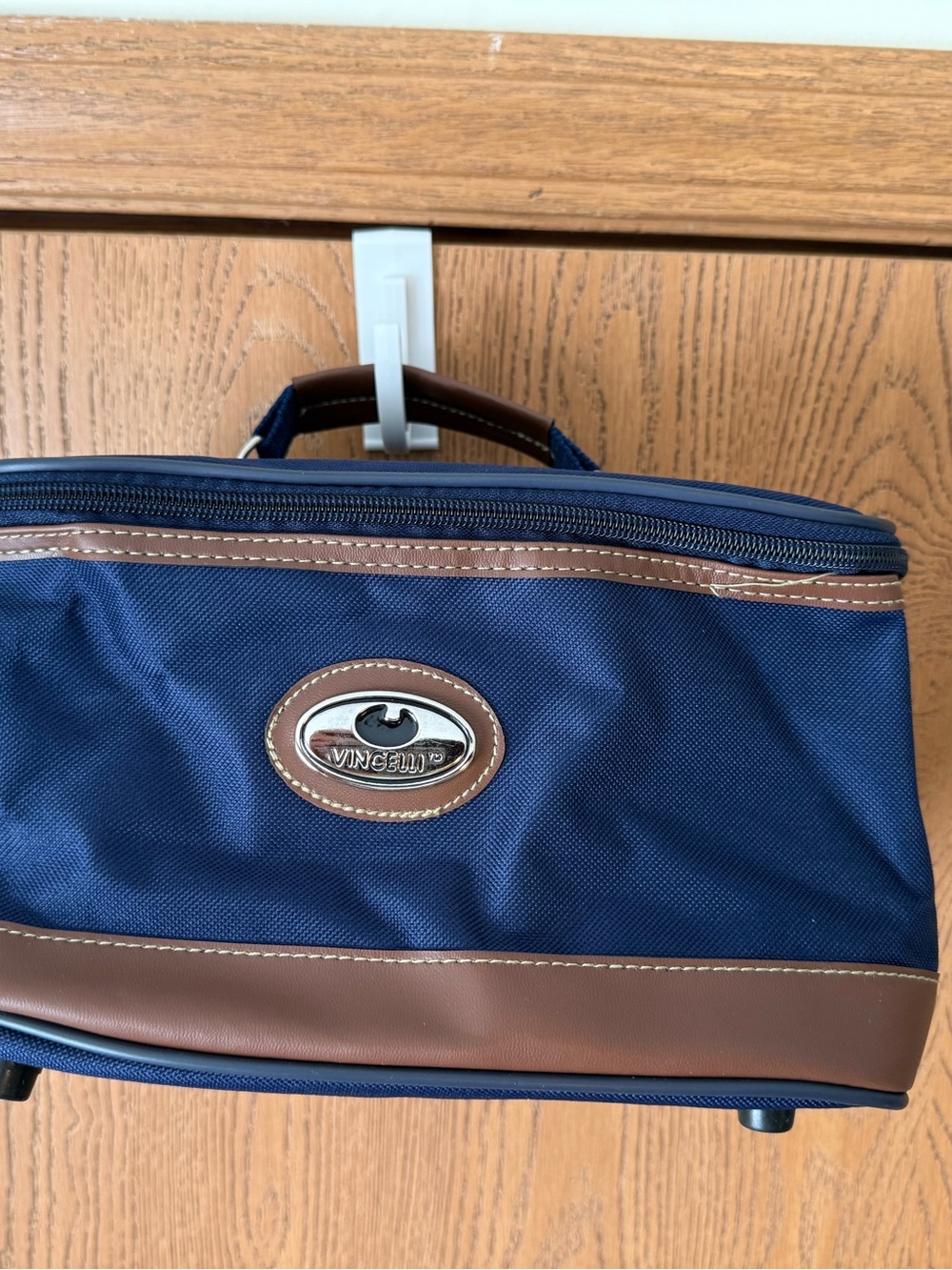 Navy and Brown Dopp Kit Travel Toiletry Bag